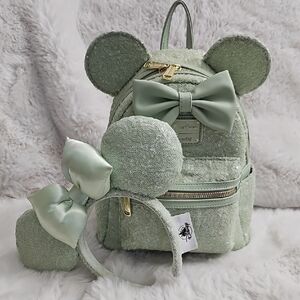 Green Plush Backpack with Ears and Charm